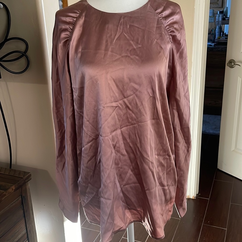 BOSS Hugo Boss Mauve Long Sleeve Silk Blouse